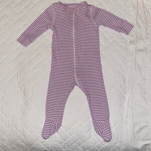 Primary lavender stripe Footie 0 to 3 months